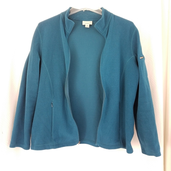 L.L. Bean Teal Blue Fleece Zip Jacket - Picture 3 of 8